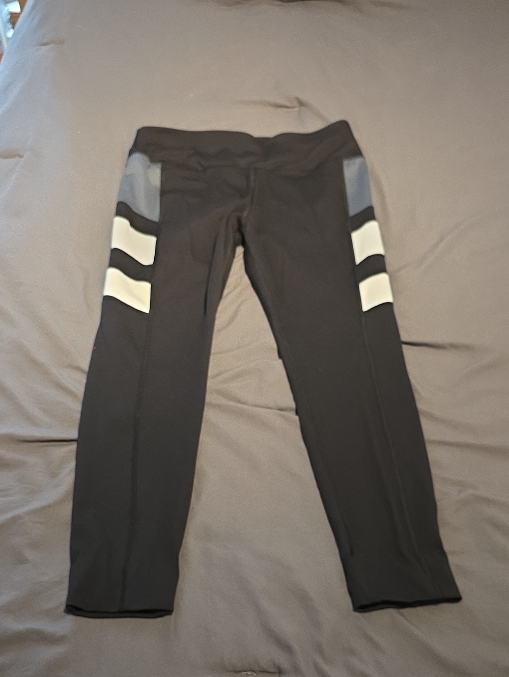 Avia Black Leggings with Gray and White Side Panels